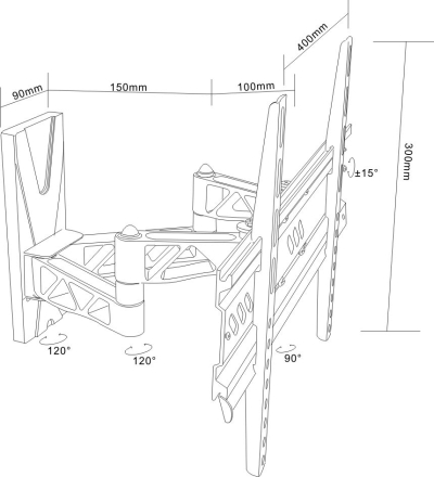 Doss 20" - 37" LCD/Plasma Wall Bracket - Dimensions