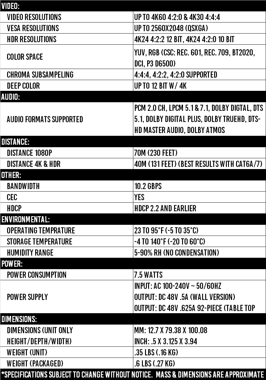 AC-EX70-UHD-KIT specifications