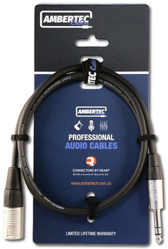 Ambertech REAN XLR Male/Female-6.35mm TRS Microphone Cable