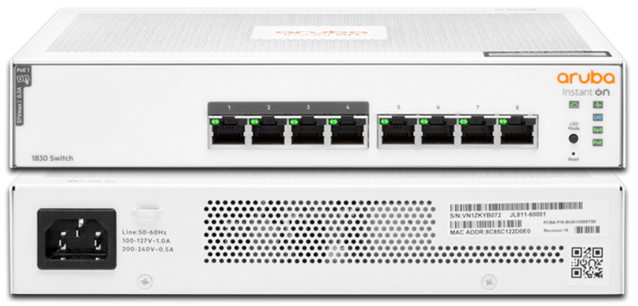 Aruba Instant On 1830 8-Port Gigabit PoE 65W CL4 Smart Managed Switch