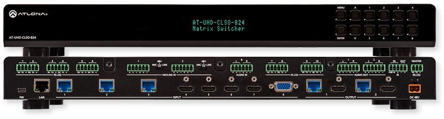 Atlona 4K UHD, 8×2 Multi-Format Matrix Switcher with Dual, HDBaseT and Mirrored HDMI Outputs