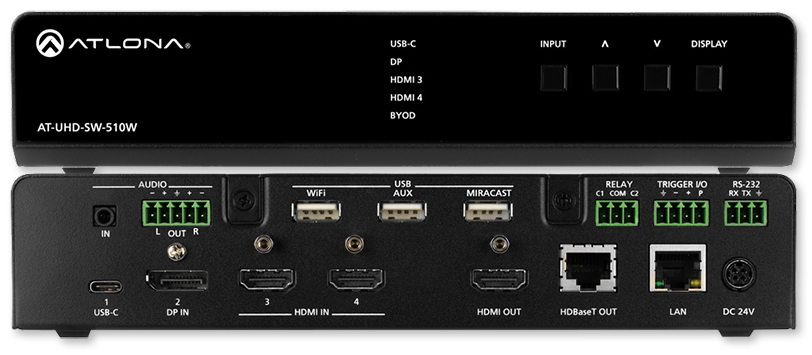 4K/UHD Five-Input Universal Switcher with Wireless Presentation Link