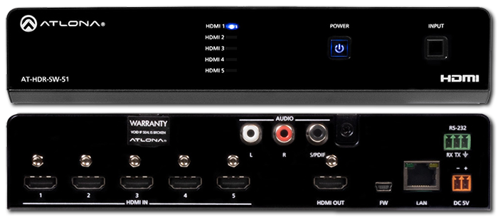 Atlona 5x1 4K HDR HDMI Switcher