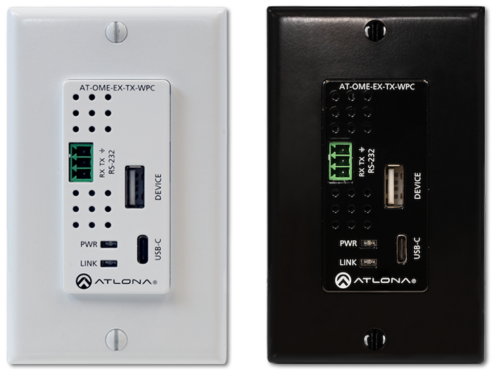 Atlona HDBaseT Transmitter Wallplate with USB-C Input & Data