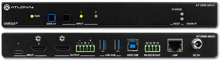 Atlona Omega 2-Input Switcher For HDMI & USB-C with USB Hub