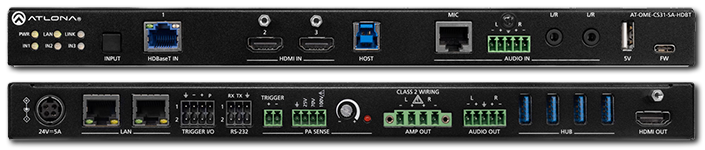 Atlona Omega 3x1 4K HDR HDMI & HDBaseT Switcher with Mixer Amplifier & USB Hub