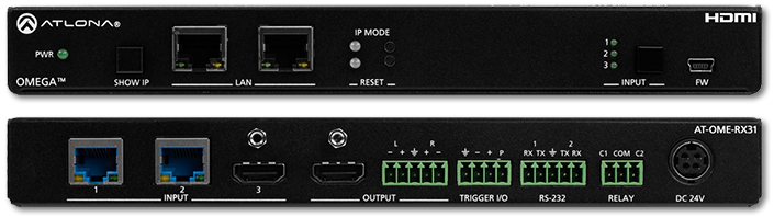 Atlona Omega 4K Receiver with Dual HDBaseT Inputs, Scaler, Ethernet & RS232