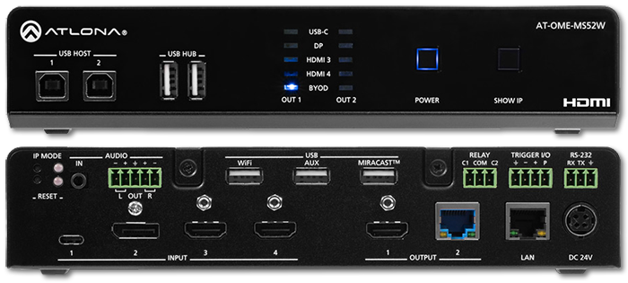 Atlona Omega 5x2 Matrix Switcher with USB-C & Wireless Link