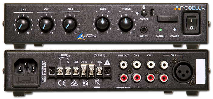 Australian Monitor PICOBLUv2 3-Channel 30W Compact Mixer Amplifier