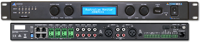 Australian Monitor ZONEMIX4 4 Zone Mixer and Paging System