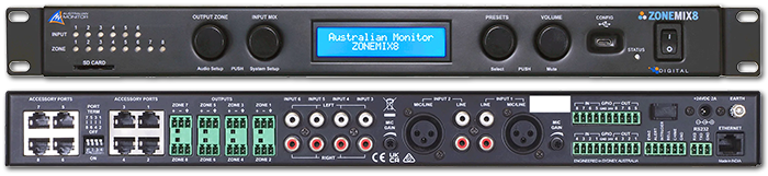 Australian Monitor ZONEMIX8 8 Mono Zone Mixer and Paging System