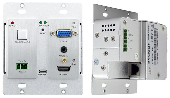 AVGear HDWP70-B Scaler & HDMI Over HDBaseT Transmitter Wallplate