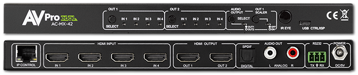 AVPro Edge 4x2 4K60 4:4:4 HDR HDMI Matrix & Auto Switch/AVR Bypass