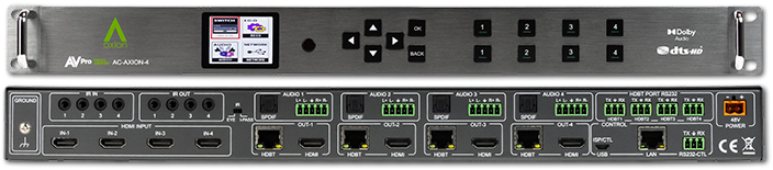 AVPro Edge 4x4 4K60 4:4:4 HDR HDMI Matrix Switcher With 4 HDBaseT/HDMI Outputs