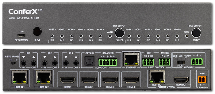 AVPro Edge ConferX 6x2 4K60 HDMI & HDBaseT Presentation Matrix Switcher