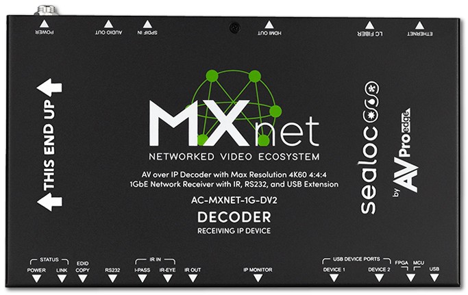 AVPro Edge MxNet 1G Evolution II 4K60 4:4:4 AV Over IP Weatherproof Network Receiver with IR, RS232 & USB Extension
