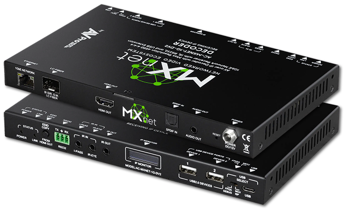 AVPro Edge MxNet 4K60 4:4:4 AV Over IP 1GbE Network Receiver with IR, RS232 & USB Extension