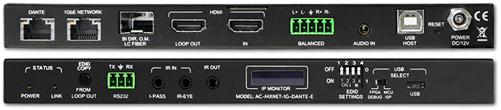 AVPro Edge MxNet 4K60 4:4:4 AV Over IP 1GbE Network Transmitter with IR, RS232, USB & Dante