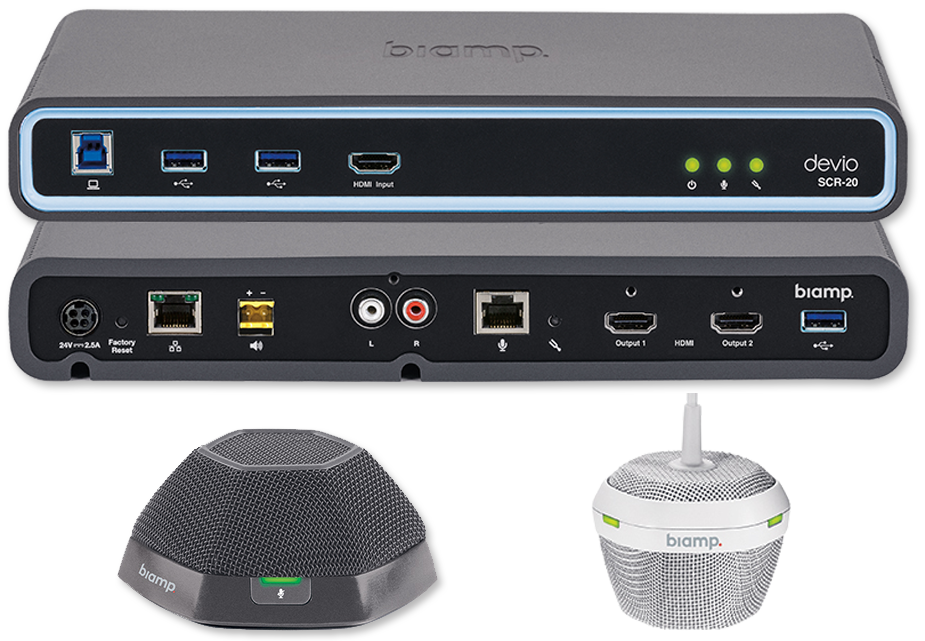 Biamp Devio SCR-20C 4K Conferencing Hub With Ceiling / Tabletop Microphone