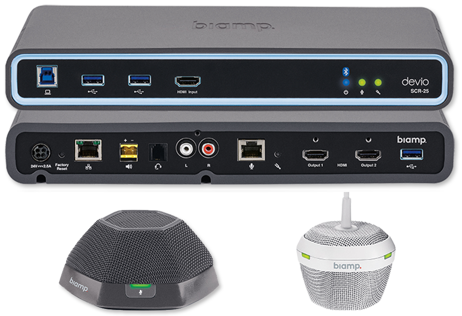 Biamp Devio SCR-25 4K Conferencing Hub With Ceiling / Tabletop Microphone