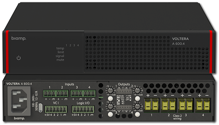 Biamp Voltera A 600.4 4-Channel 600W Power Amplifier