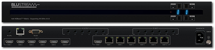 BluStream Contractor 6x6 4K HDR HDBaseT CSC Matrix Switcher