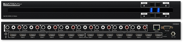 BluStream Contractor 8x8 4K HDR HDMI 2.0 Matrix with Audio Breakout