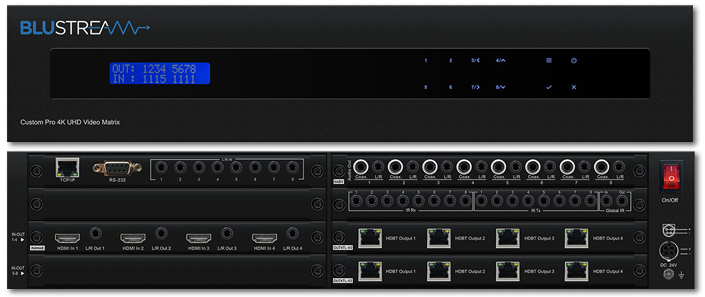 BluStream Custom Pro 4x8 4K HDR HDBaseT CSC Matrix Hub