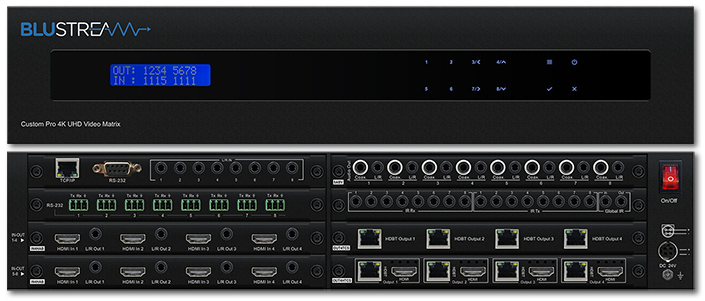 BluStream Custom Pro 8x8 4K HDR HDBaseT Matrix Hub