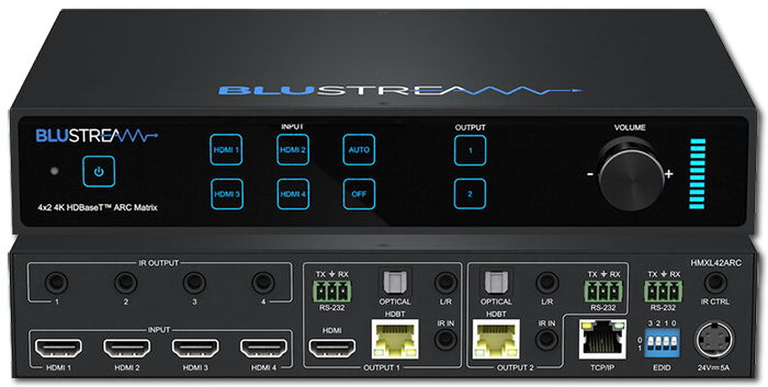 BluStream Essential 4x2 4K HDR HDMI 2.0 HDBaseT CSC ARC Matrix Kit