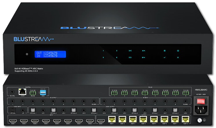 BluStream Essential HMXL88ARC 8x8 4K UHD HDBaseT CSC ARC Matrix