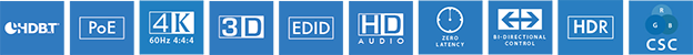 BluStream HEX100CS 4K UHD HDMI 2.0 CSC HDBaseT Extender Kit - features