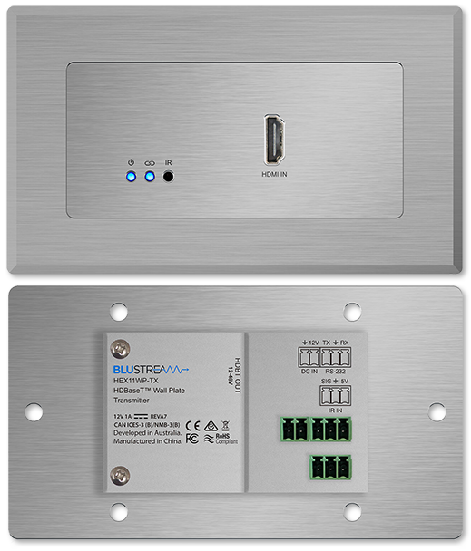 BluStream HEX11WP-TX 4K HDMI HDBaseT Transmitter Wallplate 