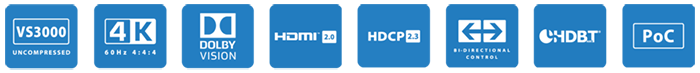 BluStream HEX18G-KIT 4K HDR 18Gbps Advanced HDBaseT PoC Extender Kit features