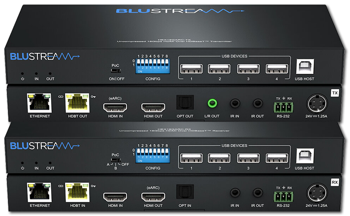 BluStream HEX18GARC-KIT 4K HDR 18Gbps eARC Advanced HDBaseT PoC Extender Kit