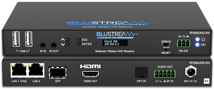 BluStream IP300UHD-RX IP Multicast 4K HDMI 2.0 Video Receiver