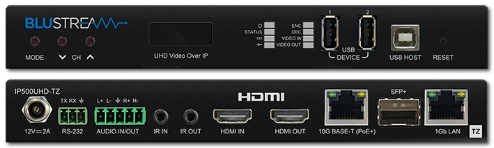 BluStream IP500UHD-TZ Multicast UHD Video Transceiver Over IP 10Gb