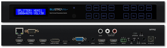 BluStream MFP62 6 Input 2 Output Multi-Format Presentation Switch