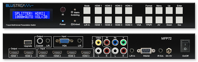 BluStream MFP72 7 Input 2 Output Multi-Format Presentation Switch