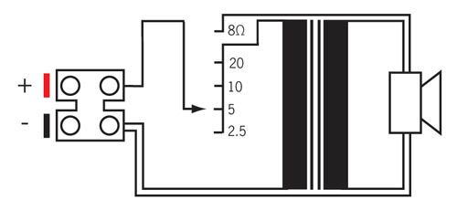 Redback 30W 100V/8 Ohm Wall Speakers (Pair) - Circuit diagram