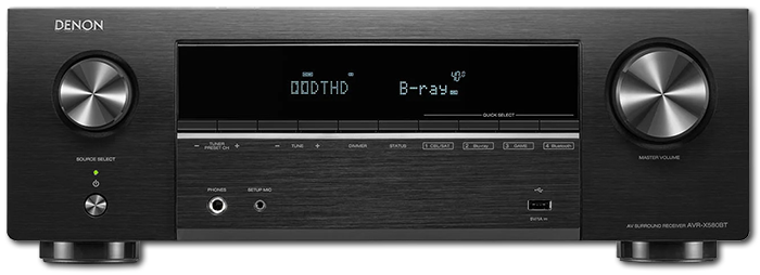 Denon AVR-X580BT 5.2-Ch 8K HDR10+ AV Receiver with Bluetooth