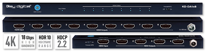 Digital KD-DA1xx 1x4/8 4K/18G HDMI Distribution Amplifier