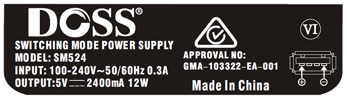 Doss SM524 5V 2.4A USB Power Supply