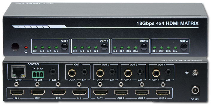 Dynalink 4x4 4K60 HDMI 2.0 18Gbps Matrix Switcher