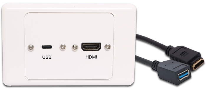 Dynalink HDMI USB-C Wallplate With Flyleads