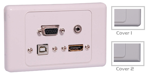 Dynalink P5949 HDMI VGA, 3.5mm, USB type B Wallplate Dual Cover Flyleads