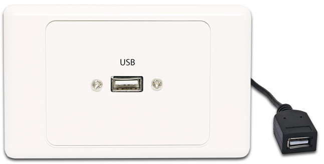 Dynalink USB Wallplate With USB-A Plug Flylead