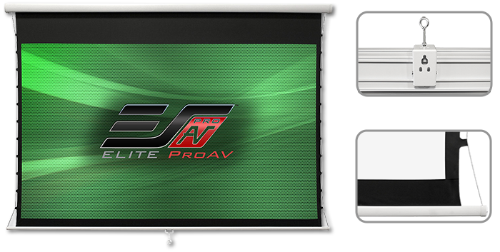 Elite Screens Manual Tab-Tension CineWhite UHD Pull Down Projection Screens