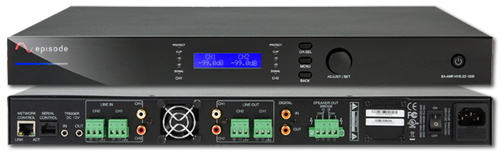 Episode 2 x 500/1000W 8 ohm 70V IP-Enabled Amplifier