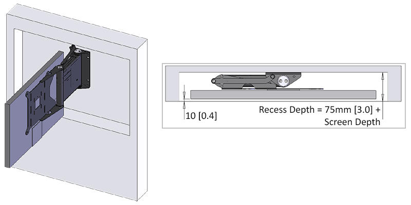 Future Automation FSE90 Motorised Articulating TV Wall Mount - recess mounting